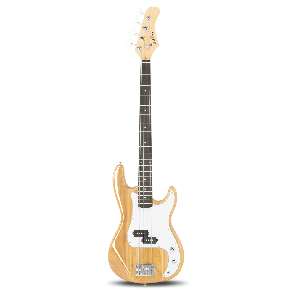 Tcbosik Electric Bass Guitar with 20W Amp, 4 String Exquisite Stylish Bass with Bag, Strap, Amp Wire and Spanner Tool for Beginner, Burlywood