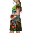 thumbnail image 2 of Fotbe Robe Motif Grenouille Arbre Décontractée Mode Femme Manches Courtes Robe Maxi Robe T-Shirt Robe Longue Rayée Robe Maxi à Blocs de Couleur, 2 of 6