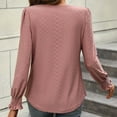 thumbnail image 3 of Viadha Women's Puff Long Sleeve Tunic Tops Pleated Crew Neck Blouses Dressy Casual Loose Summer and Fall T-Shirts, 3 of 3