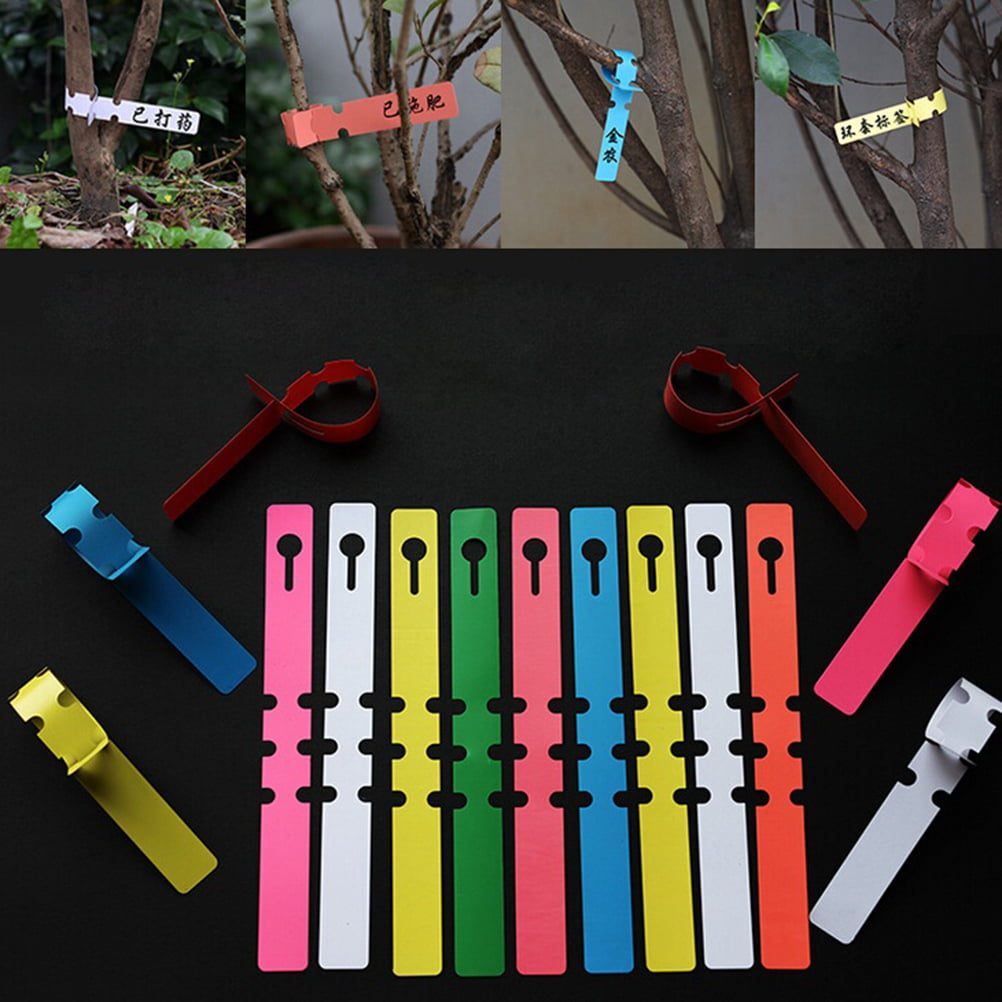 Angoter 200pcs Portable Gardening Marker Labels Plastic Plant Tree Hanging Markers Tags Nursery Seed Gardening Labels Random Color 