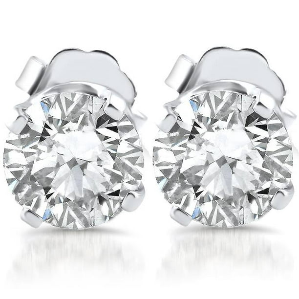 1ct Round Diamond Studs 14K White Gold