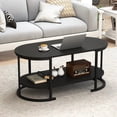 thumbnail image 2 of Gymax 2-Tier Wooden Accent Table w/Spacious Tabletop Open Storage Shelf for Room, 2 of 10