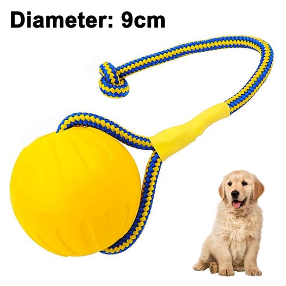 Throwing Ball Dog, Natural Rubber Ball Rope, Ball For Dogs, Dog Ball , Perfect Dog Training - Exercise And Reward Toy For Fetching, Catching, Throwing, Tug Of War