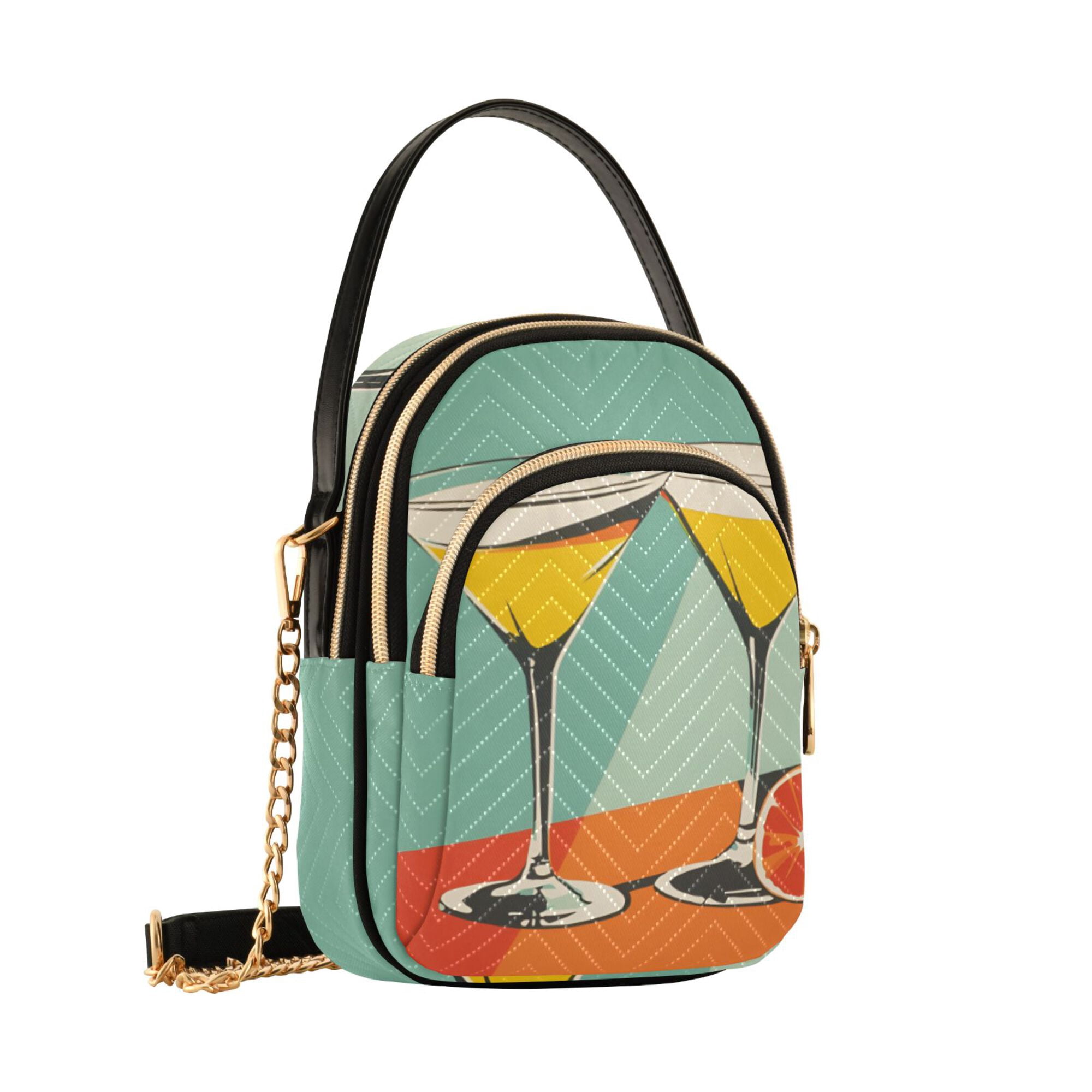 FORMRS Crossbody Bag for Women Quilted Travel Shoulder Cell Phone Purse with Chain Strap Handbag, Green Glasses