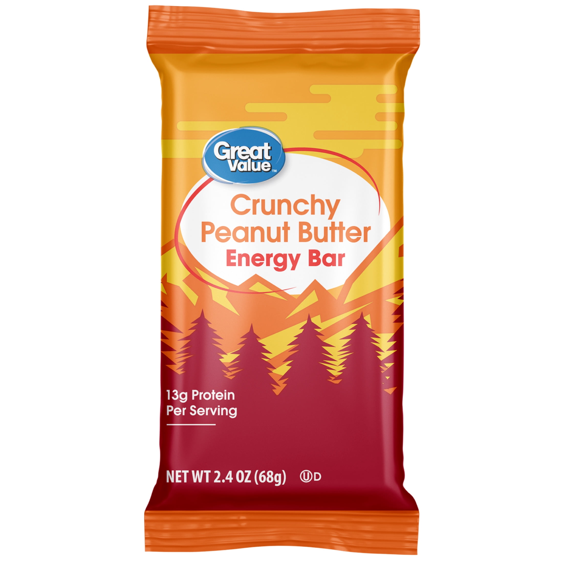 (4 pack) Great Value Energy Bar, Crunchy Peanut Butter, 2.4 oz, 5 Count