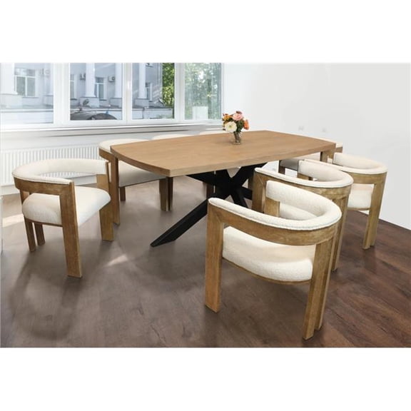 Logan 9 Piece Set With 82" Dining Table And 8 Trish Ivory Arm Chairs