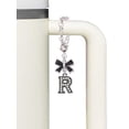thumbnail image 3 of Delight Jewelry Black Nickeltone Crystal Initial - R - Beaded Border - Silvertone Bow Charm Accessory for Tumblers and Thermal Cups, 3 of 4