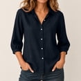 thumbnail image 2 of Fewfanhot Women's Tops Long Sleeve Button Down Blouse Loose Fit Casual V-Neck Tops, 2 of 6