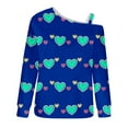 thumbnail image 4 of Penkiiy Womens Valentine Day Sweatshirt Off-shoulder Shirt Graphic Long Sleeve Pullover Tops 2XL Dark Blue, 4 of 5