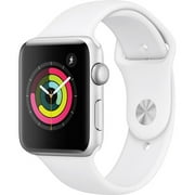 Montre connectée Apple Watch Series 3 42 mm (GPS uniquement, boîtier en aluminium argenté, bracelet sport blanc)