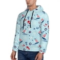 thumbnail image 3 of Fotbe Men's Hoodie with Sailboats Anchors Pattern - Kangaroo Pocket Pullover Hooded Sweatshirt, Perfect for Daily Wear, Travel, and Home-3X-Large, 3 of 7