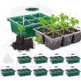 thumbnail image 1 of Juego de 10 bandejas de plántulas, kit de inicio de semillas, 60 células grandes, minipropagador, kit de cultivo de plantas con cúpulas ventiladas de humedad y base para semillas que comienzan en, 1 of 5