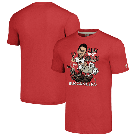 Unisex Homage Baker Mayfield Red Tampa Bay Buccaneers Caricature Player Graphic Tri-Blend T-Shirt