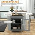 thumbnail image 4 of HOMCOM Rolling Kitchen Cart with Drawer, Glass Door Cabinet and Towel Rack, 4 of 10
