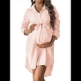thumbnail image 1 of Vestido Camisero de Maternidad para Mujer, con Solapa A Rayas y Botones, 3/4 Naranja y Rojo L, 1 of 8