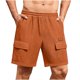thumbnail image 1 of Ceisia Men's Ribbed Cargo Shorts | Elastic Waist Loose Fit Casual Workwear Shorts (Multiple Solid Colors) Gifts, 1 of 6