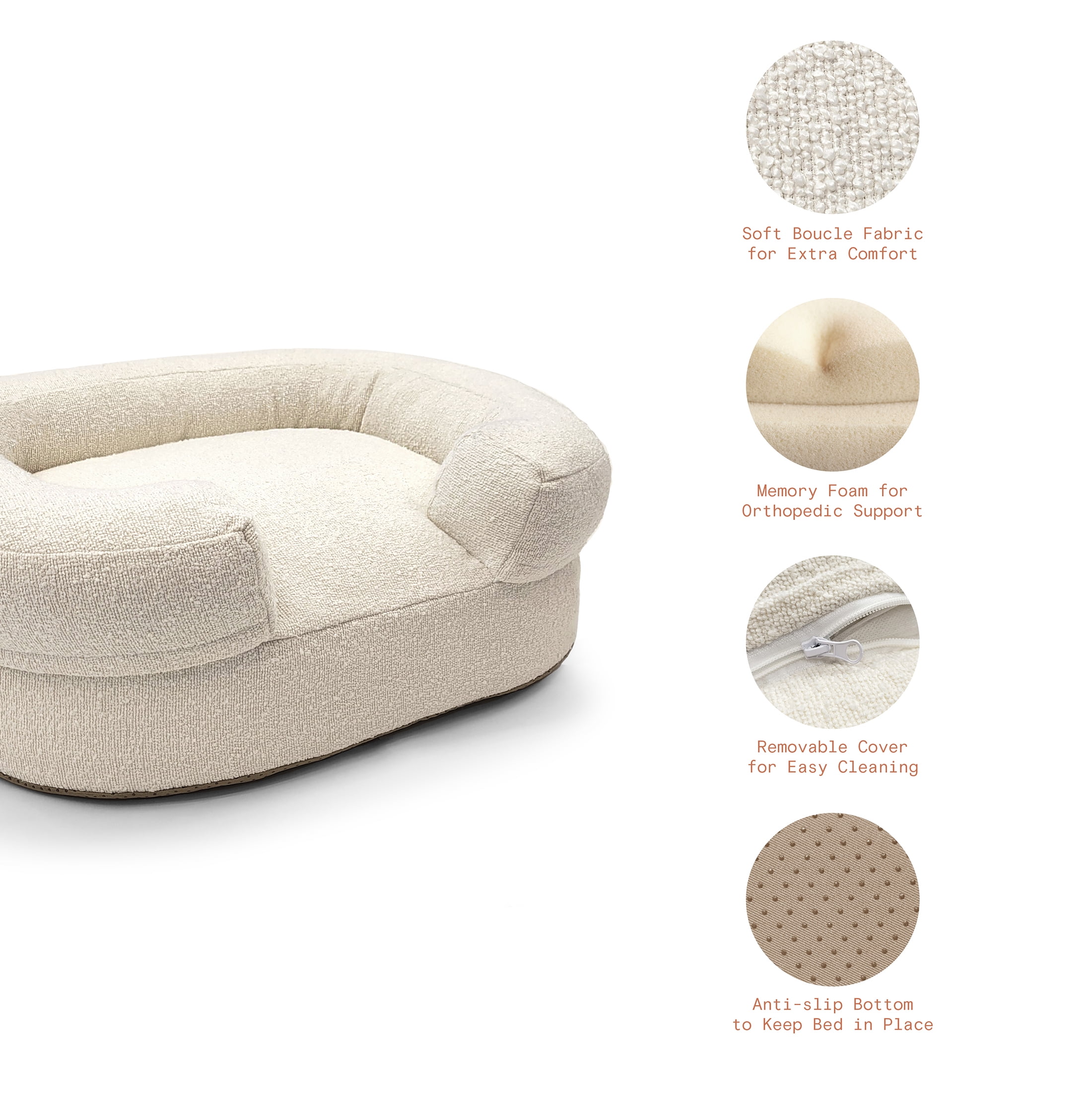Beautiful Bolster Small Pet Bed, 21 x 27 x 7in, Ivory by Drew Barrymore