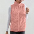 thumbnail image 6 of WTOBBY Women's Fashionable Plaid Comfortable Fleece Cardigan Vest Stand Collar Sleeveless Women's Jacket, Lightweight Layering Piece with Chic and Modern Design,Pink 2XL, 6 of 6