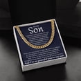 thumbnail image 4 of To My Son - I'll love you till my days are done from Mom, Cuban Link Chain, Stainless Steel or Yellow Gold, Message Card & Gift Box, 4 of 5