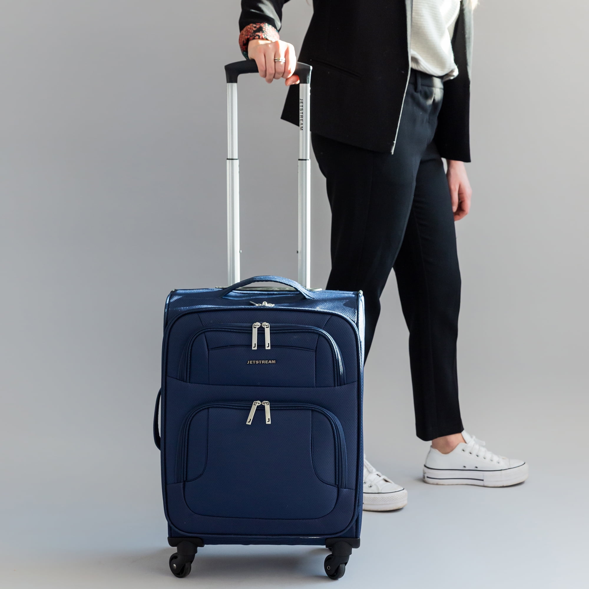 Jetstream Softside Carry-On Luggage, Lightweight Rolling Travel Suitcase with Spinner Wheels