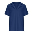 thumbnail image 2 of Womens Summer Tops Notched Lapel V Neck Golf Shirt Dressy Casual Short Sleeve Cotton Soft Tees Tshirts (2XL, Blue), 2 of 7