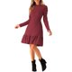 thumbnail image 4 of INSPIRE CHIC Vestido de Suéter para Mujer con Cuello Redondo, Manga Larga Abullonada, Bolsillos Laterales, Color Sólido, Talla S, Vino, 4 of 6