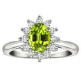 thumbnail image 2 of Star K � Classic Oval 7x5 Lady Diana Halo Genuine Peridot Ring, 2 of 9