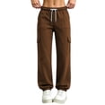 thumbnail image 3 of SYwaren Sweatpants for Women Casual Baggy Drawstring Elastic Waistband Solid Color Tapered Cuffed Jogger Pants with Pockets, 3 of 8