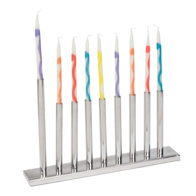Giftmark M660 Stainless Steel Menorah with Modern Tube Candles Holders