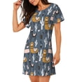 thumbnail image 2 of Fotbe Llama and Cactus Bata de Dormir para Mujer con Estampado, Camisón de Algodón de Manga Corta, Ropa de Dormir Casual, 2 of 6