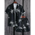 thumbnail image 4 of Men's Shirt Sets 3d Print Beach Coconut Tree Plaid Lapel Short Sleeve Casual Shirt Beach Shorts Summer Streetwear Hawaiian Suits, 4 of 5