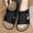 Sand color, variant on Men's Black Croc Embossed Convertible Back Strap Sandals Linen Massage Insole Breathable Casual Summer Beach Slippers