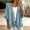 Blue, variant on Women's Ruffle Trim Denim Kimono Cardigan Open Front 3/4 Flared Sleeve Loose Lightweight Jean Cover Up Jacket Casual Outwear Black XL