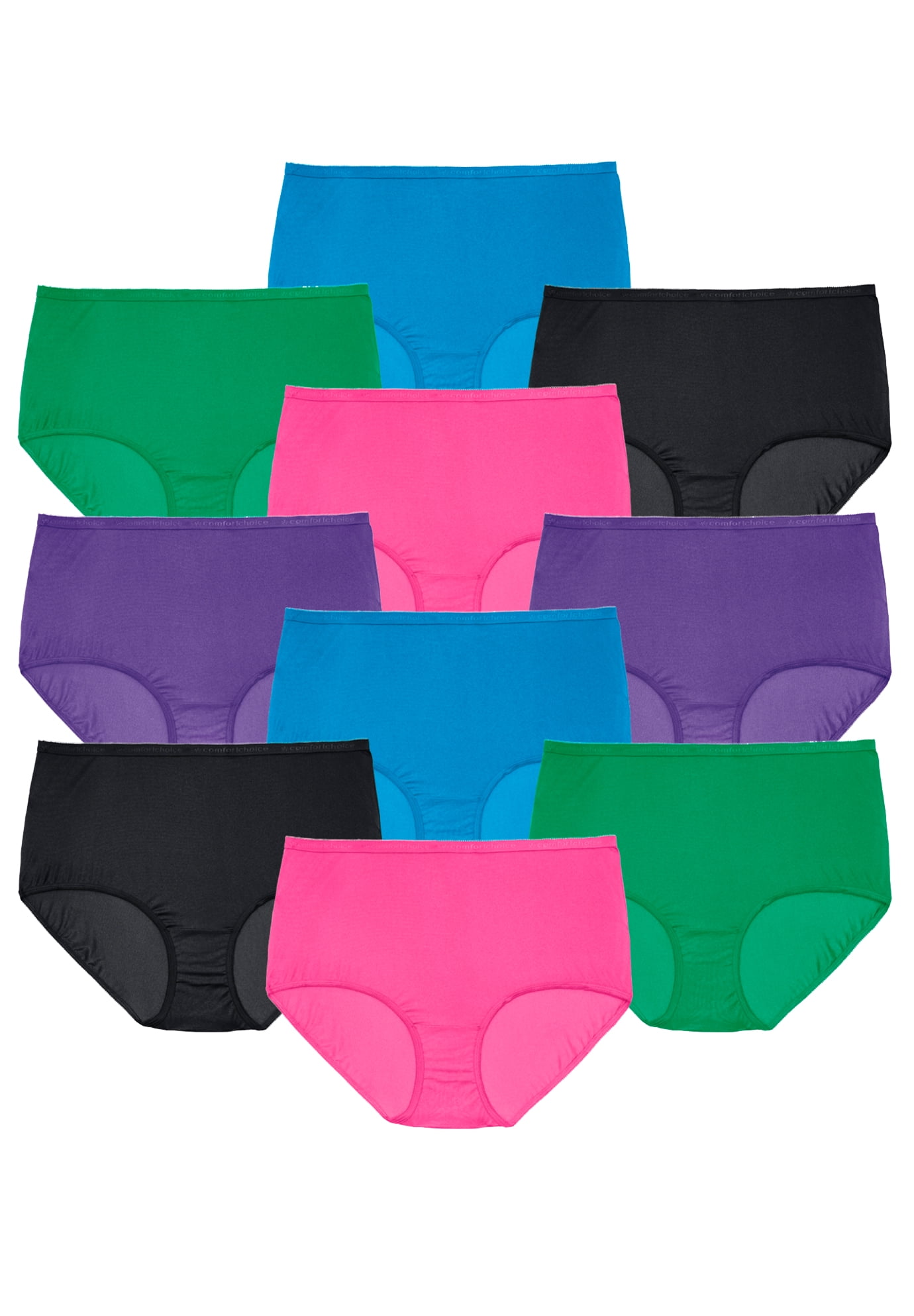 Comfort Choice Women S Plus Size Cotton Brief 10 Pack Underwear