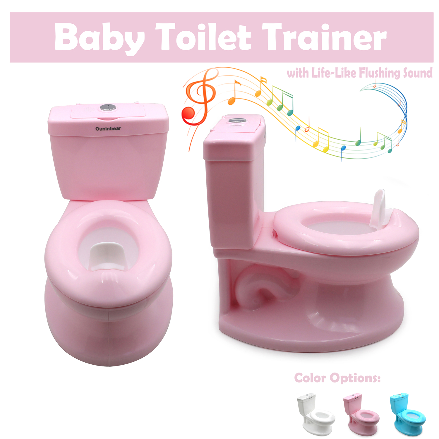 HTTMT Classic Portable Pink Realistic Toddler Potty Training Toilet w