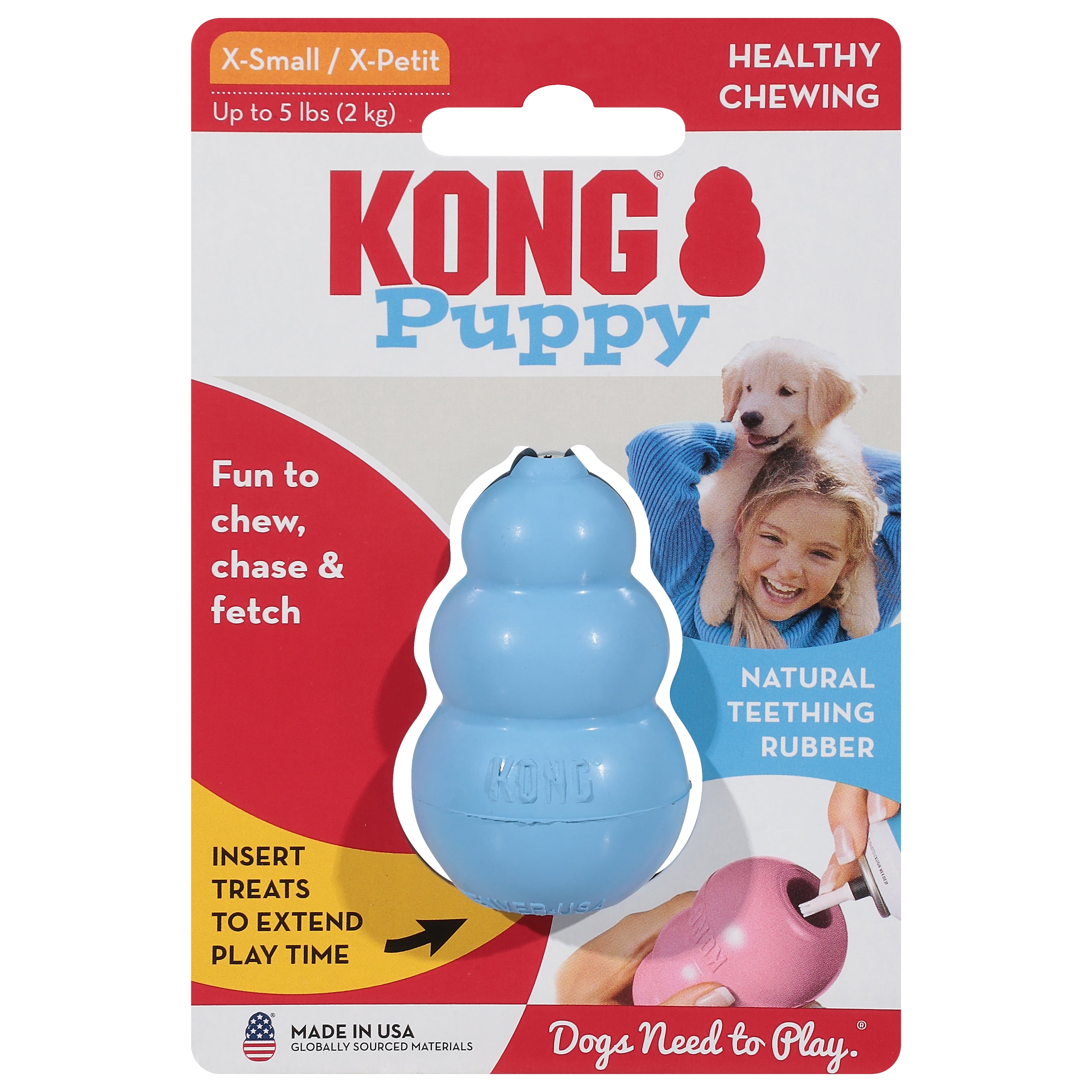 Kong Puppy Chew Dog Toy, Blue, Small
