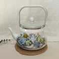 thumbnail image 3 of Vintage Enameled Tea Kettle, Floral Enamel Pot, Enameled Porcelain Kettle, Stovetop Teapot, for Brewing Tea and Coffee, 1.5L, 3 of 8