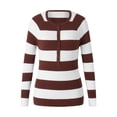 thumbnail image 4 of Fortune Women Striped Knitted Pullover Long Sleeve Slim Tops Casual Contrast Color Tops, 4 of 9
