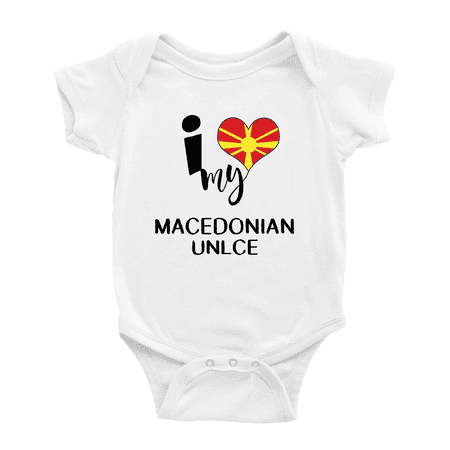 

I Heart My Macedonian Unlce Macedonia Love Flag Newborn Clothes Outfits (White 0-3 Months)