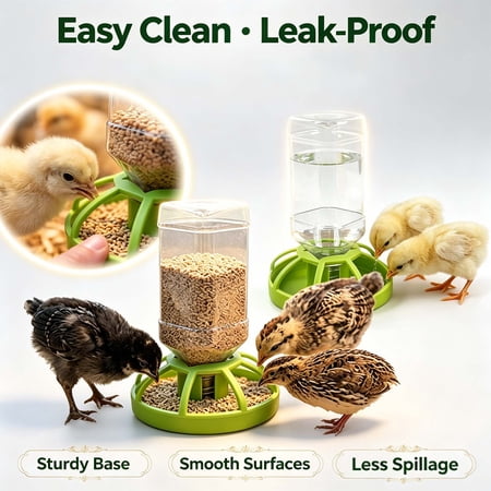 Chicken Feeder and Waterer, for Baby Chicken Duck Brooder, no Waste Poultry Coop Accessories Supplies _ S