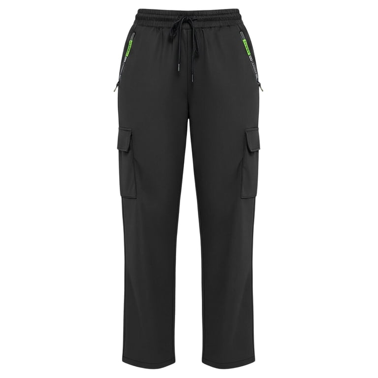 Women's Utility Work Pants, Solid Color Elastic Waist Straight Leg