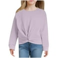 thumbnail image 5 of Nskgu Girls Sweatshirts Women's Summer Causal Long Sleeve Blouse Round Neck Crop Tops Twist Front Tee T-Shirt Pullover, 5 of 5