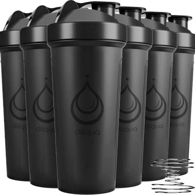 diliqua -6 PACK- Shaker Bottles for Protein Mixes | BPA-Free & Dishwasher Safe | 6 Large 24 oz protein shaker bottle | Shaker Cups for protein shakes | Blender Shaker Bottle Pack