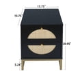 thumbnail image 2 of Rattan Side Table with 2 Drawers, Modern Nightstand End Table Wood Table for Bedroom, Living Room, Entryway, Black, 2 of 6