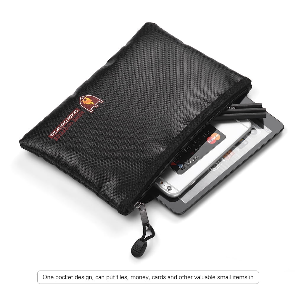 Fireproof Document Holder Bag Silicone Coated Fiberglass with Zipper Closure 