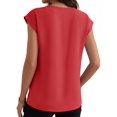 thumbnail image 4 of Women's V Neck Chiffon Blouses Cap Sleeve Shirts Casual Loose Work Office Solid Tops, 4 of 4