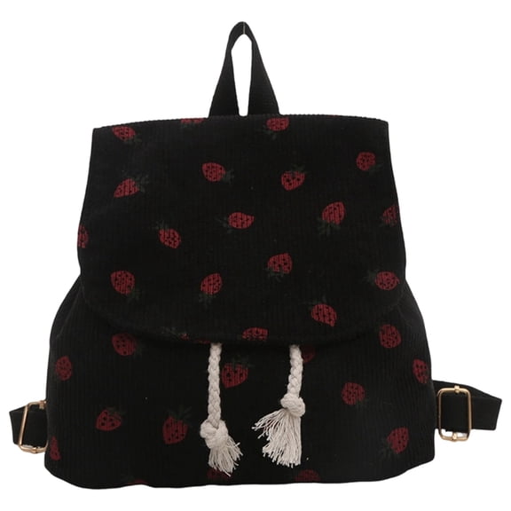 Weebloom Strawberry School Backpack For Kids Girls Elegant Large Capacity Casual Backpack For Fall Winter Versatile Daypack Bookbag Elementary Middle School Black