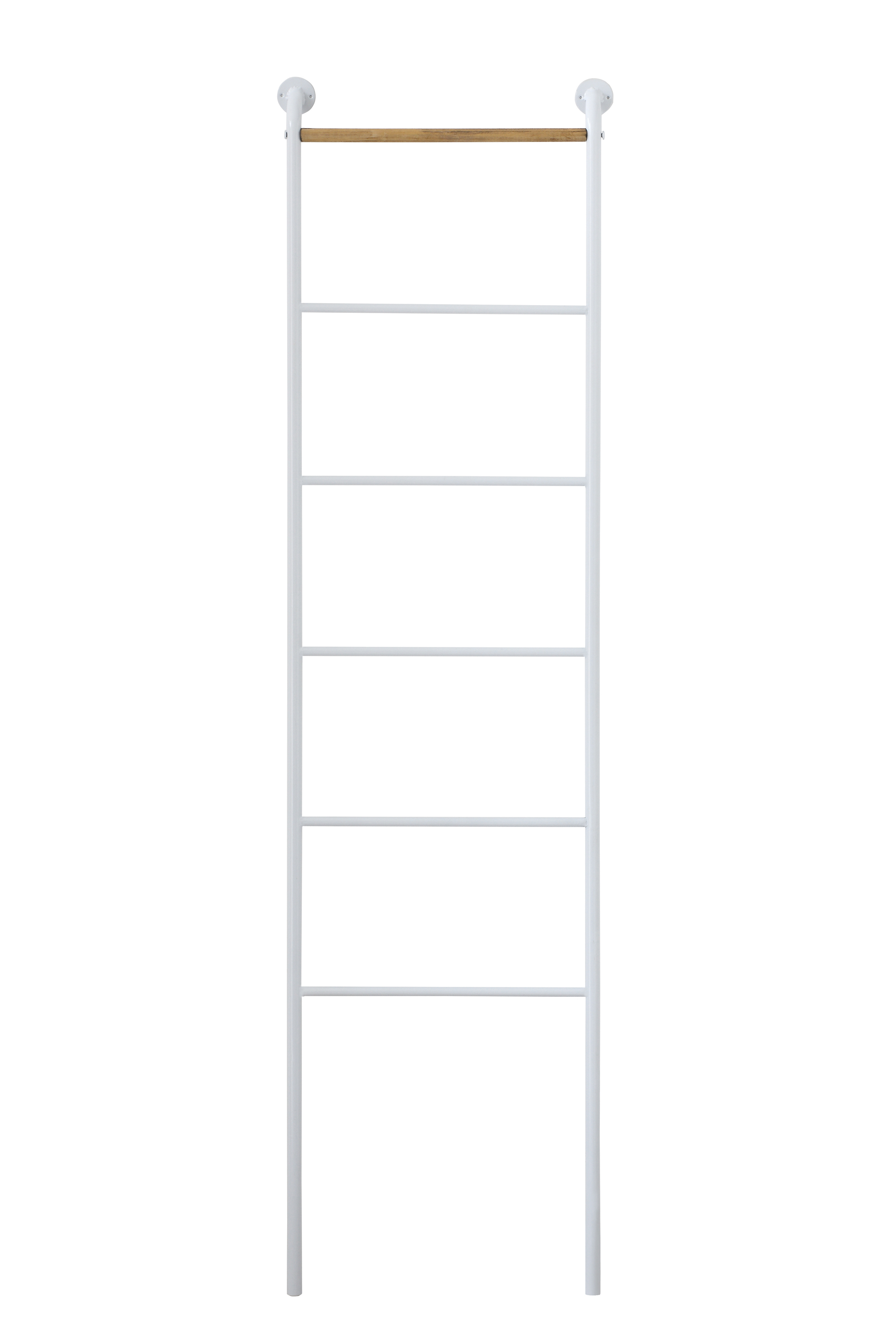 White Wood & Metal Wall Mount Towel Rack