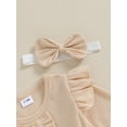 thumbnail image 6 of Bslissey 3M 6M 9M 12M 18M Baby Girls Sweet Romper Dress Ruffles Long Sleeve Plaid Patchwork Hem Jumpsuit with Headband Sets Newborn Infant Casual Daily Outfit, 6 of 9