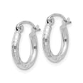 thumbnail image 2 of 925 Sterling Silver Rhodium Plated Women's 2mm Diamond Cut Tube Hoop Earrings | 13mm, 2 of 4